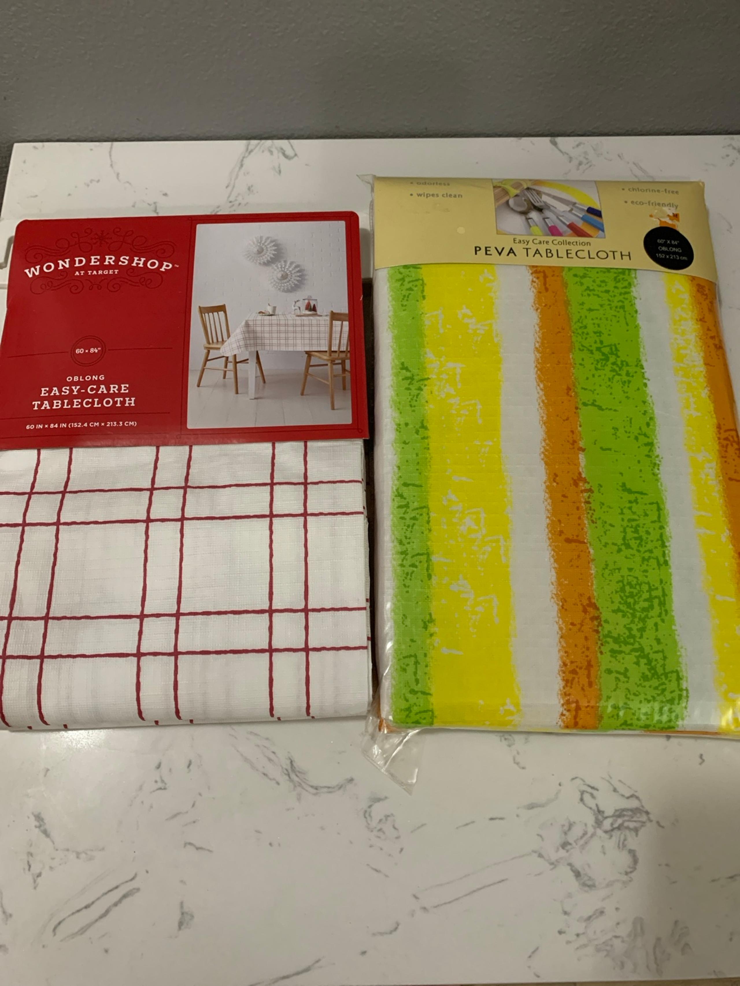 Two Pack Easy Care Peva Tablecloths Oblong 60 x 84 inches