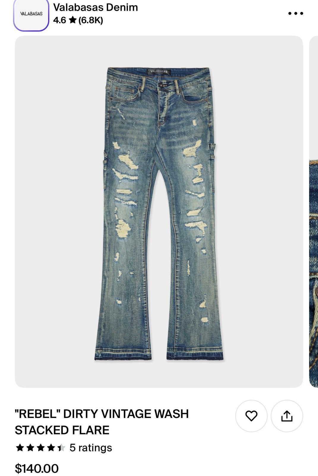 Valabasas rebel dirty vintage wash stacked flare jeans