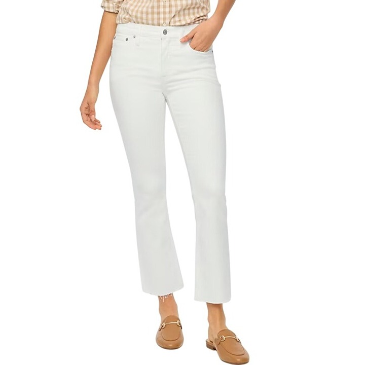 J. Crew Factory Flare Crop White Jean in Signature Stretch Sz 29 BO933