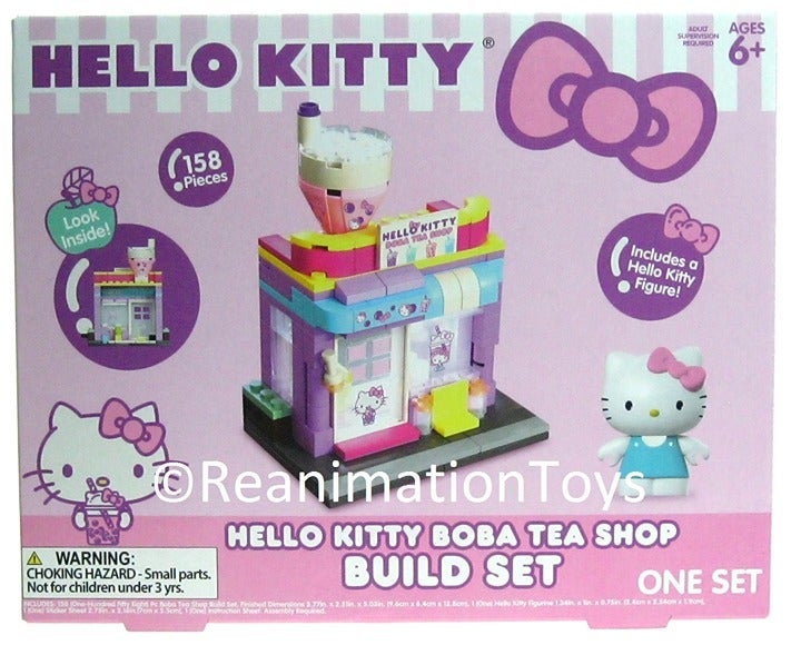 Sanrio Hello Kitty Boba Tea Shop w/Figure Building Blocks Brick Build Set New