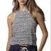 POL Halter Neckline Orange 2 Tone Knit Sleeveless Top