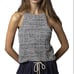 POL Halter Neckline Orange 2 Tone Knit Sleeveless Top