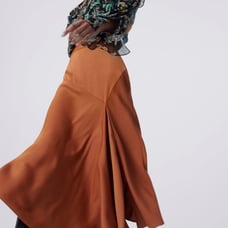 Spiced Orange Satin Midi Skirt Sz 6