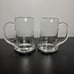 Pair/Set of 2 Clear Glass 5.5 Beer Mug Tankard Style Glasses Applied Handle