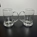 Pair/Set of 2 Clear Glass 5.5 Beer Mug Tankard Style Glasses Applied Handle