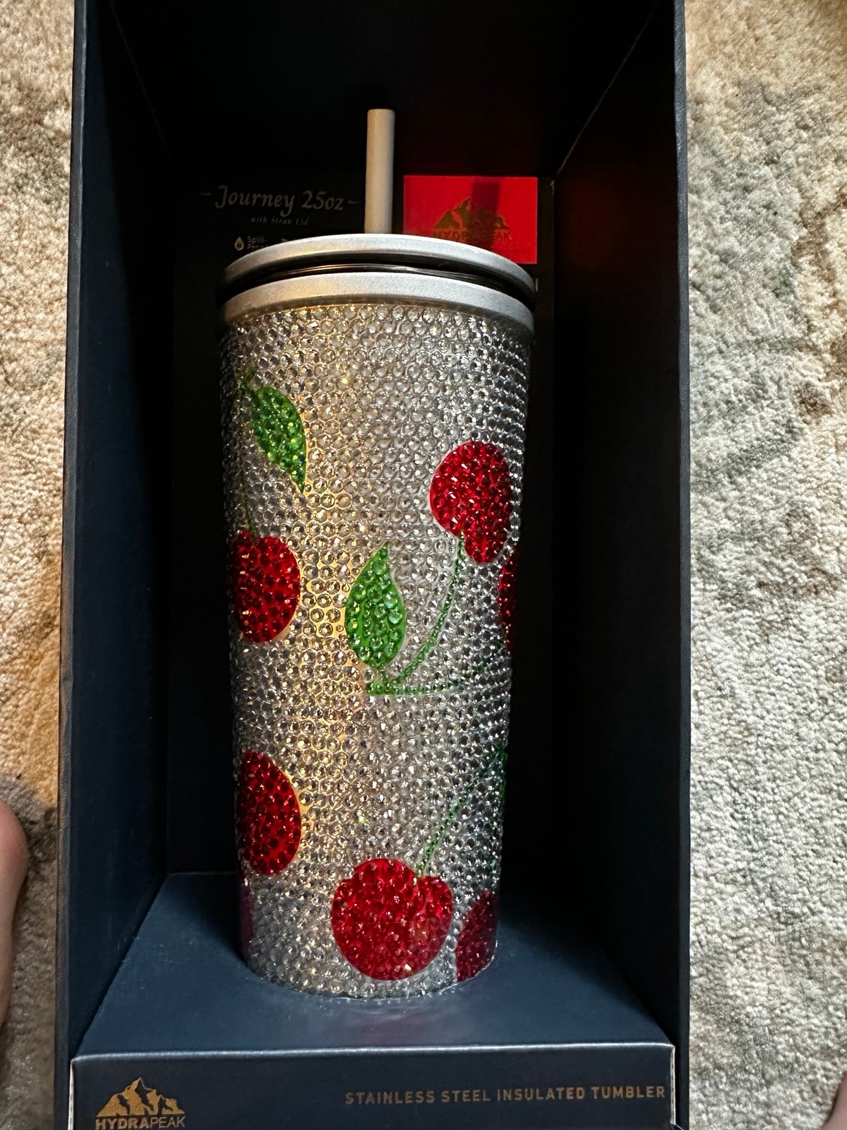 Hydrapeak Classics Cherries 25oz Limited Edition Rhinestone Steel Insulated NWT