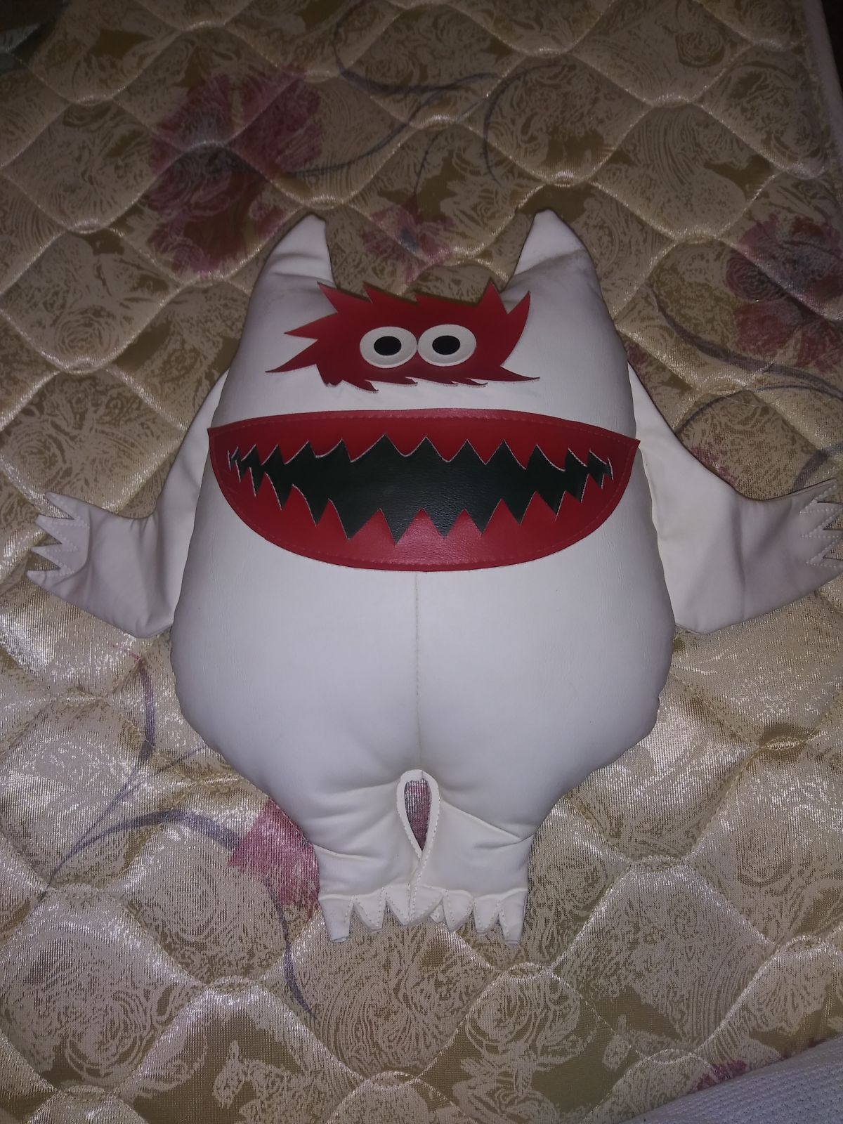 Plush Doll Vintage White Naugahyde Monster doll Large size