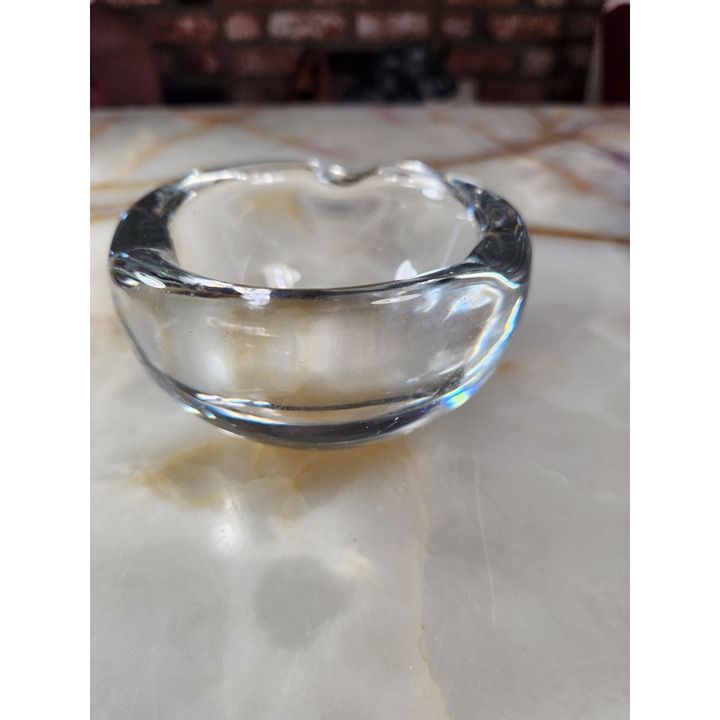 Vintage Daum France Crystal Glass Ashtray / Dish With Rounded Edges