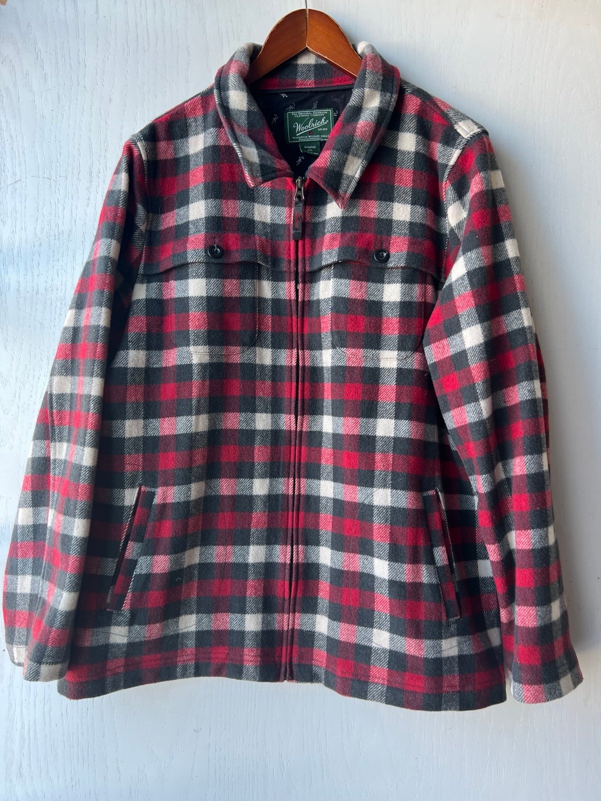 VINTAGE WOOLRICH BUFFALO PLAID WOOL JACKET 2XL FULL ZIP