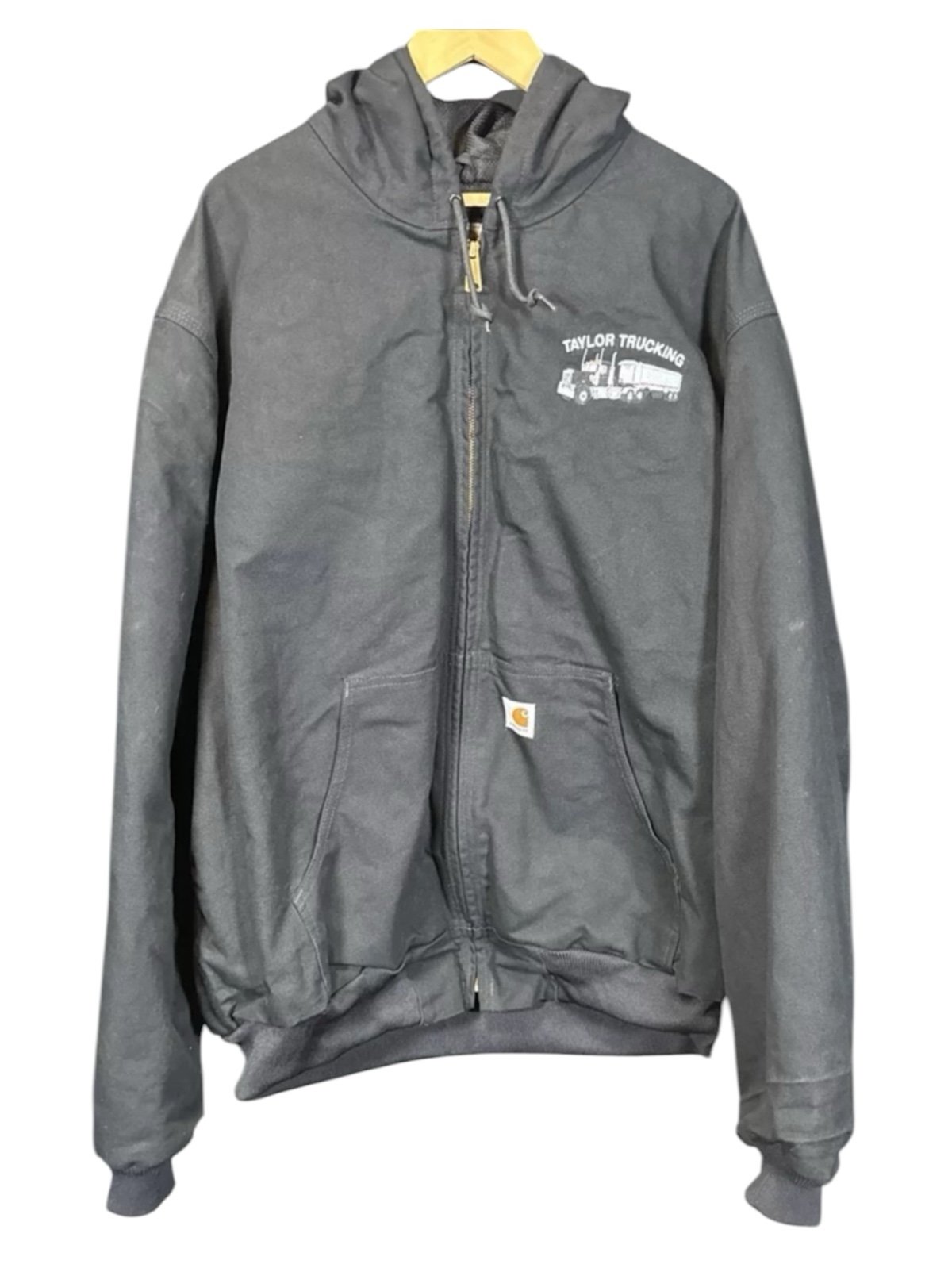 EUC- Carhartt Jacket Mens 2XL Tall Black J131 Canvas Truck Embroidery