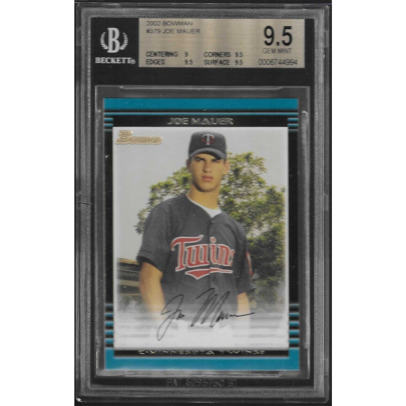Joe Mauer 2002 Bowman #379 RC Rookie BGS 9.5! Low Pop! Twins HoF! MVP!