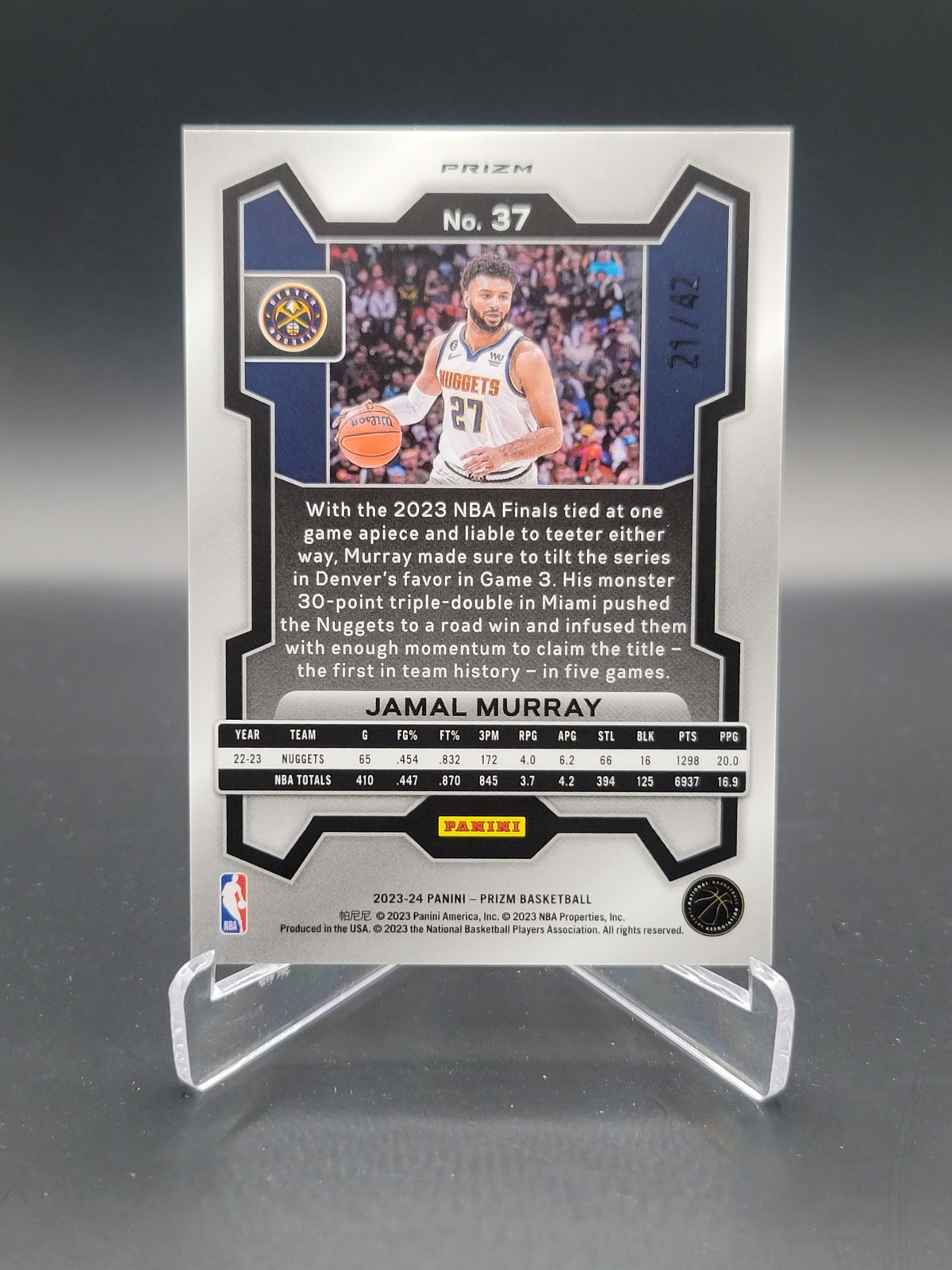 2023-24 Panini Prizm Jamal Murray Red Prizm Parallel #/299