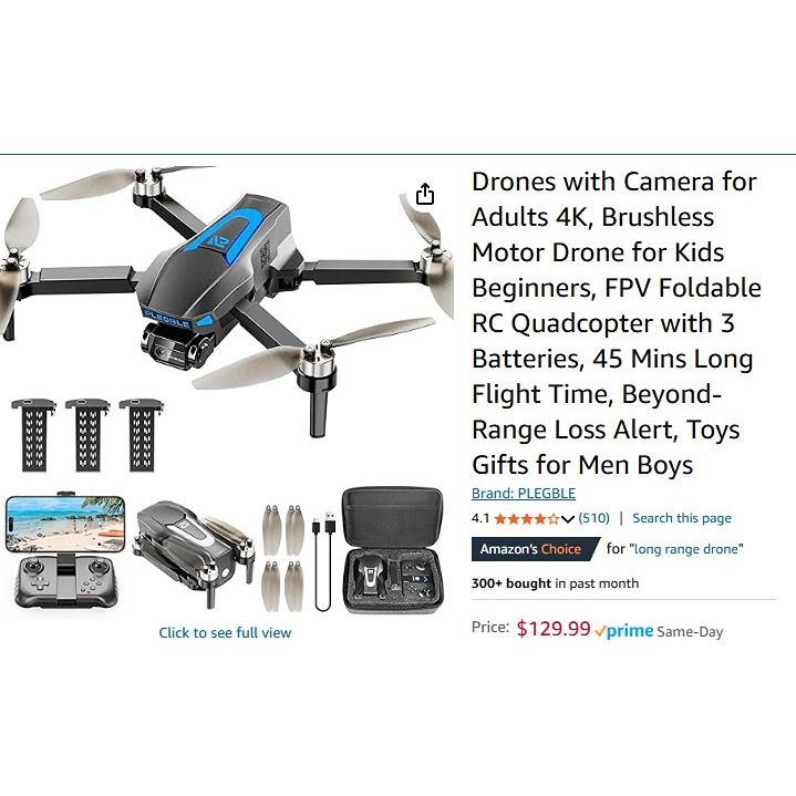 Drones with Camera for Adults 4K, Brushless Motor Drone for Kids Beginners, FPV