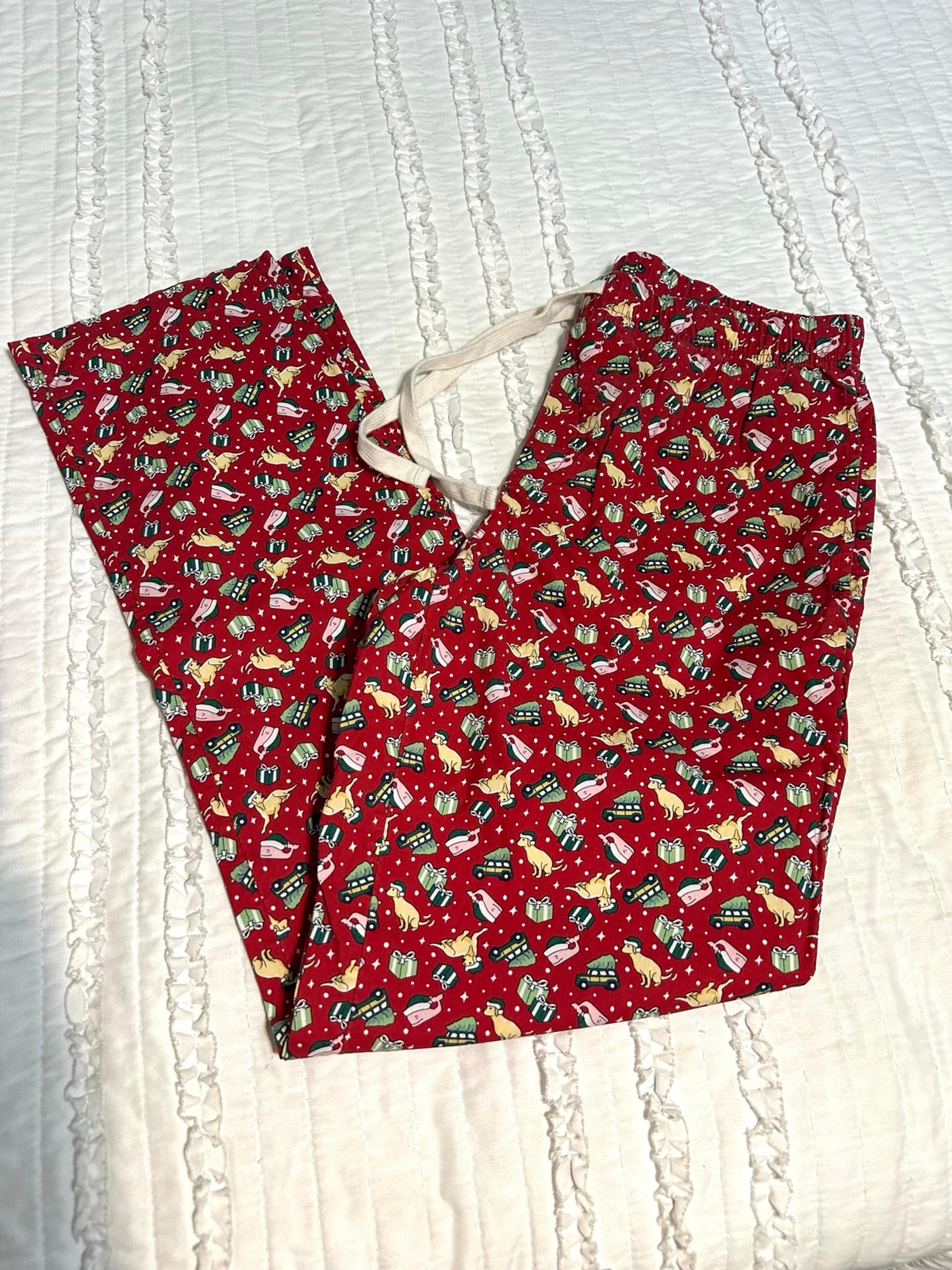 Vineyard Vines Lounge Pants Men’s Women’s XS Pockets Pajama Bottoms Santa Dog  E