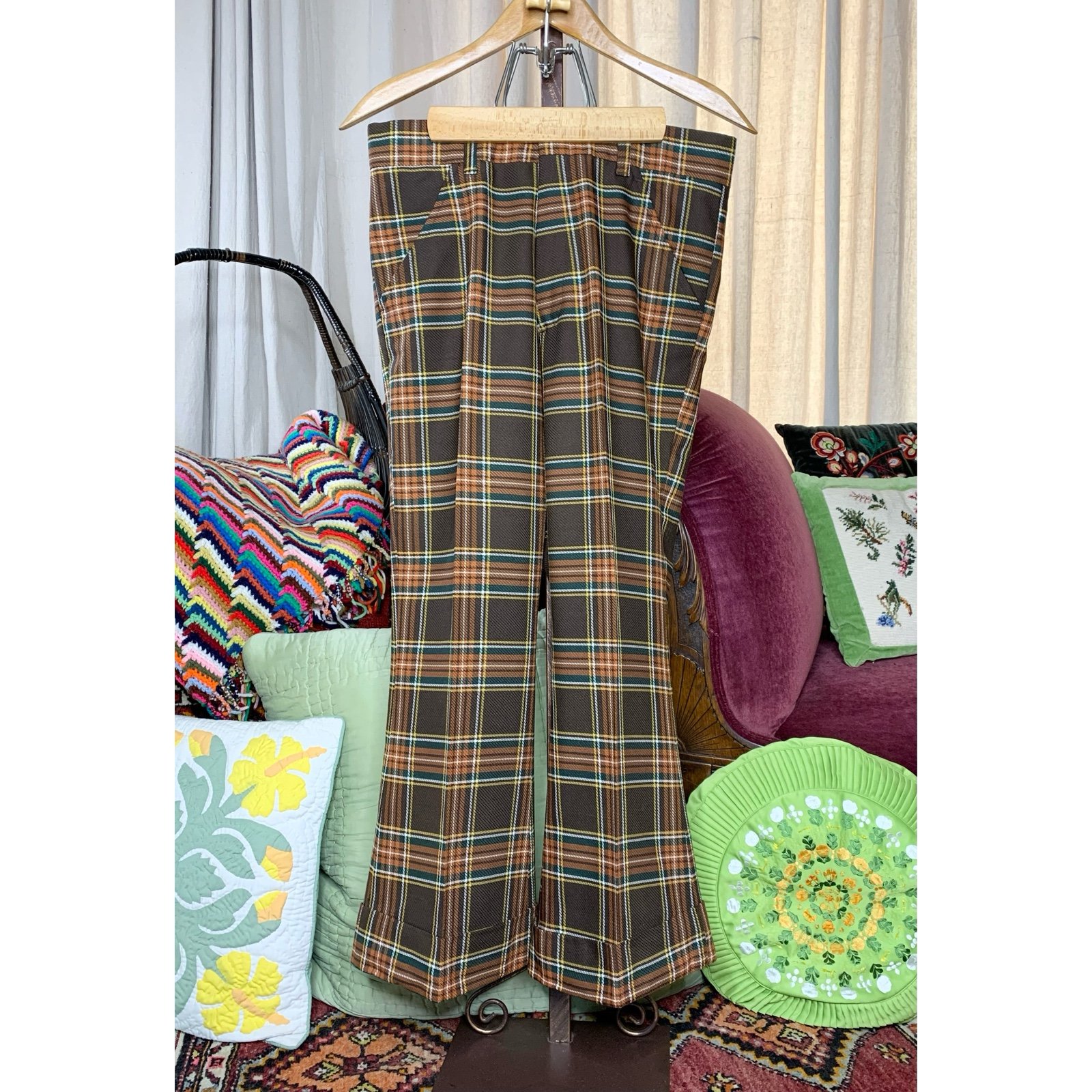60s Farah Plaid Hiphugger Pants