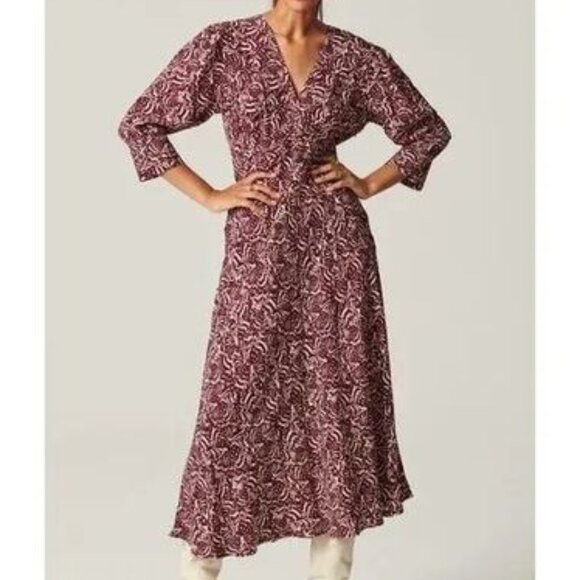 Ba&sh Loa Midi Dress Raisin Sz XS