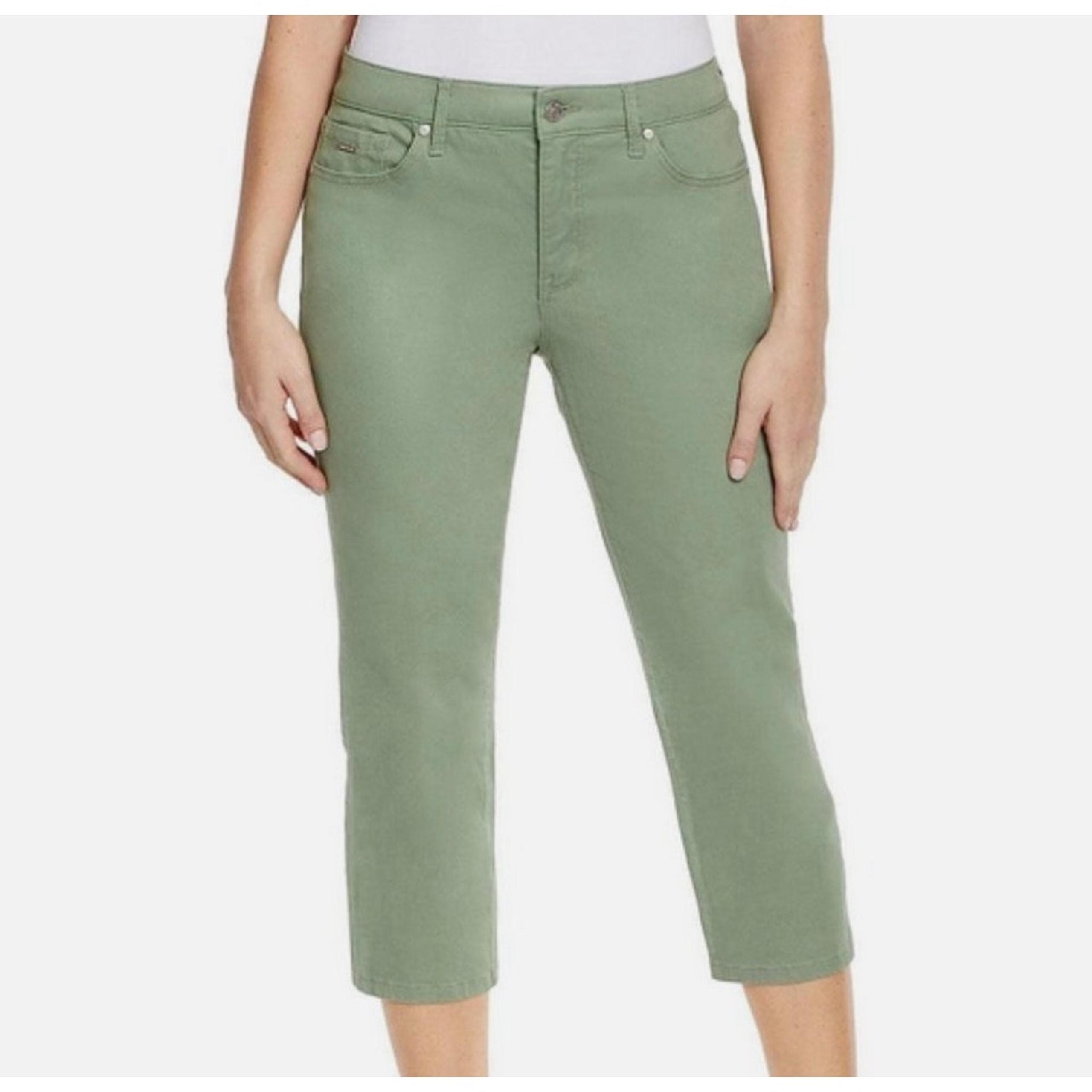 NINE WEST | Women’s Mid-Rise Contour Waistband Chrystie Capri NEW 16 Hedge Green