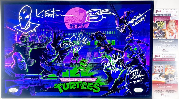 Teenage Mutant Ninja Turtles Cast Signed x5 11x17 Poster A Eastman TMNT JSA COA