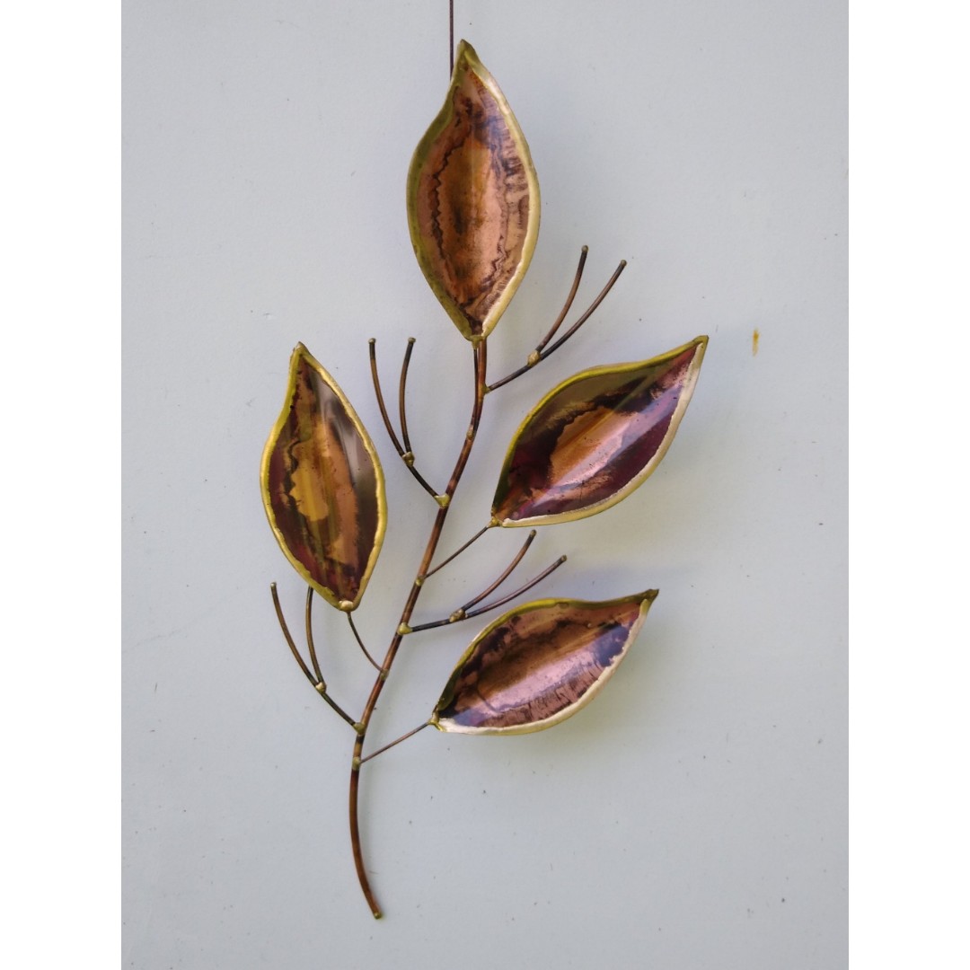 Copper and Brass Four Leaves Metal Art Decor Wall Sculpture