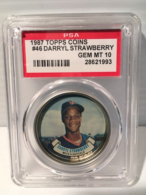1987 Topps Coins Daryl Strawberry PSA 10 Encased Authenticated Graded