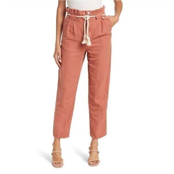 Veronica Beard Karter Pleated Crop Pants Women's Sz 4 Brown Drawstring Closure