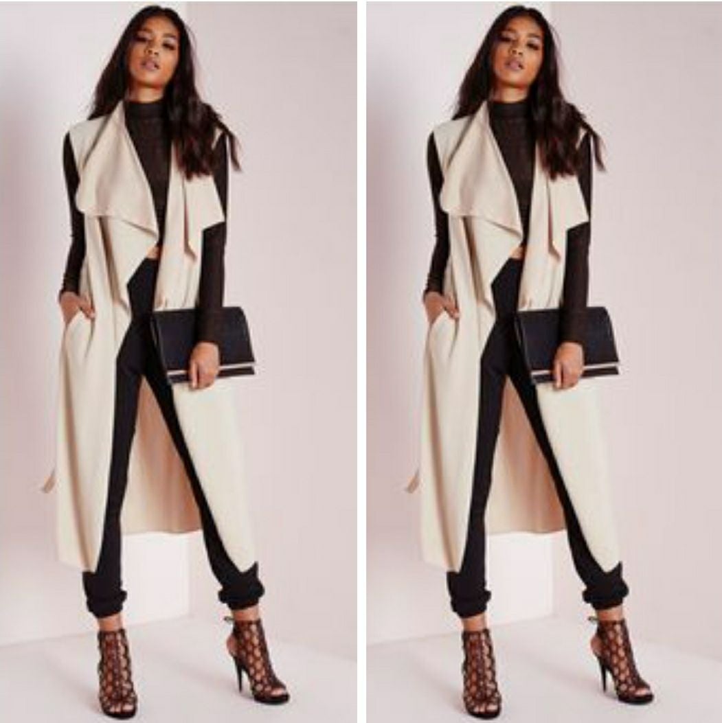 Missguided sleveless waterfall trench