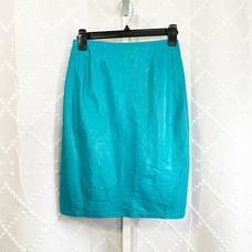 SIENA | Teal ~ Turquoise Leather Pencil Skirt size 4 with slit zippered clo