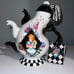 Disney Parks Alice In Wonderland Teapot Three Spout & Tea Cup Set Black White