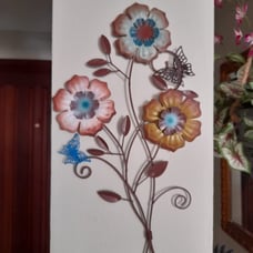 Tricolor Flower Wall Decor Vintage Metal Wall Art Decor 15 x 9.1 Inch (1 Piece)