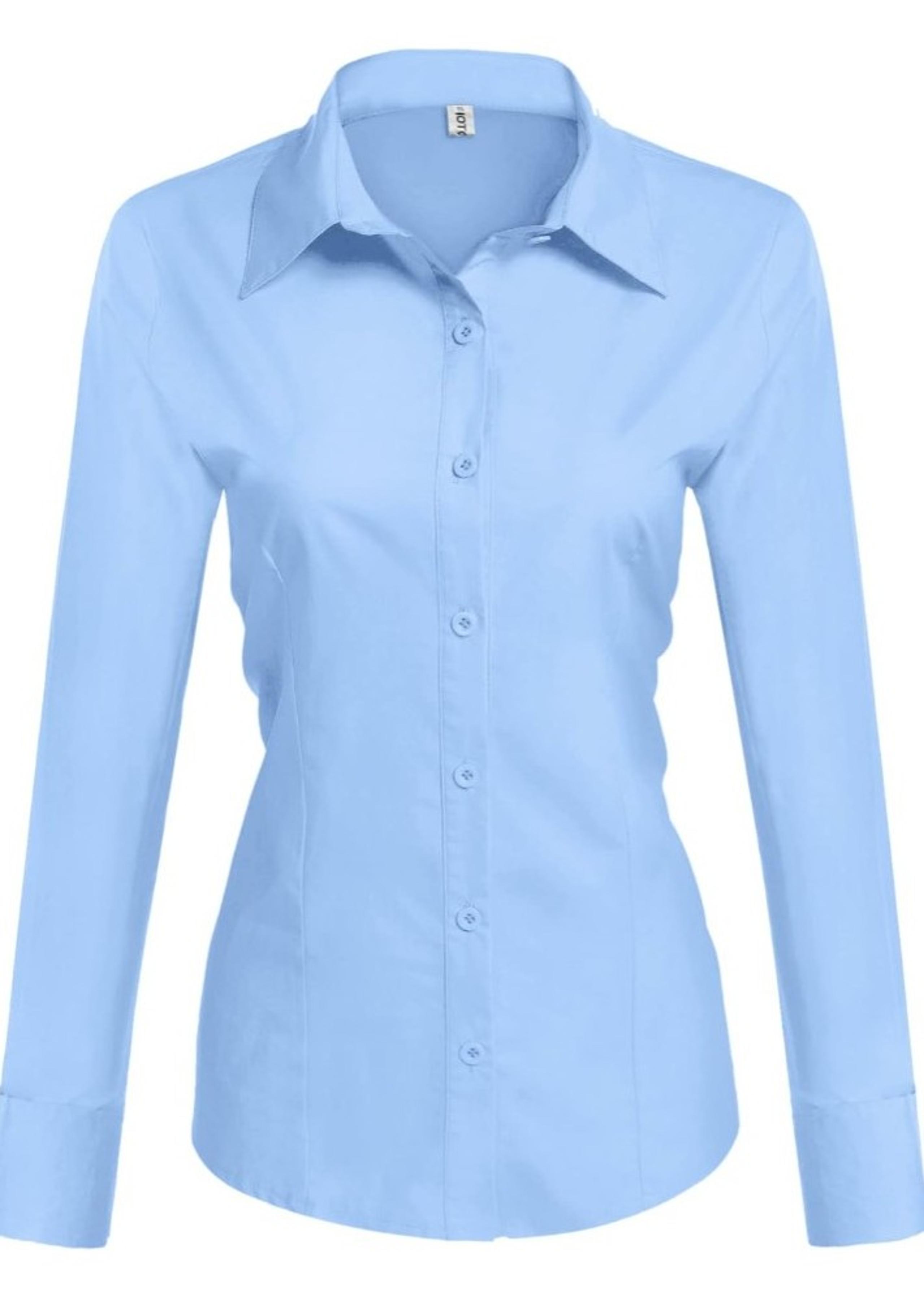 HOTOUCH Womens Stretch Basic Button Down Shirt Long Sleeve Slim Fit Dress Shirts