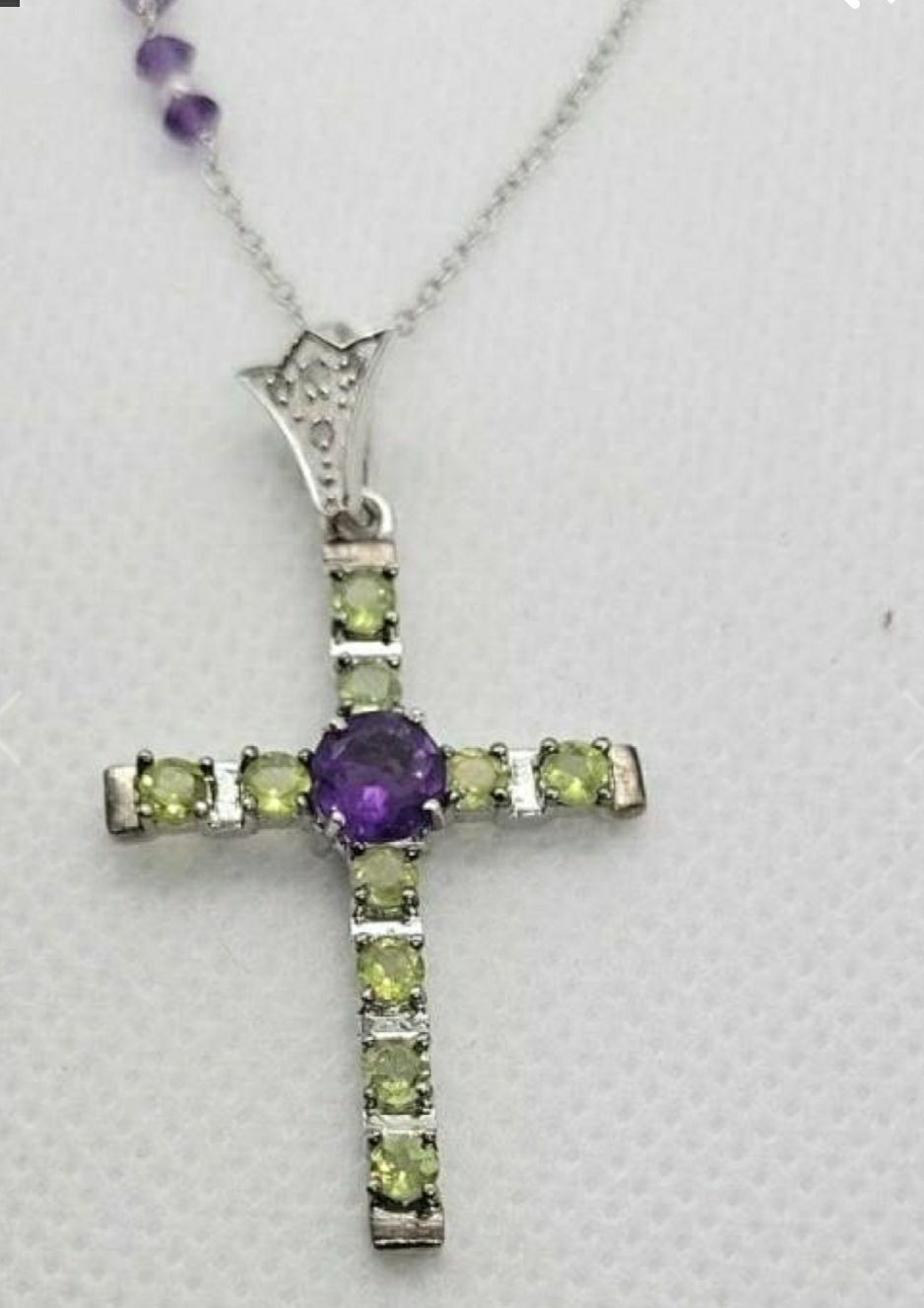 Peridot Amethyst diamond cross pendant