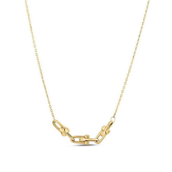 Adina's Jewels Pave Link ChokerRolo Cable Dainty Chain Necklace, 14k Yellow Gold