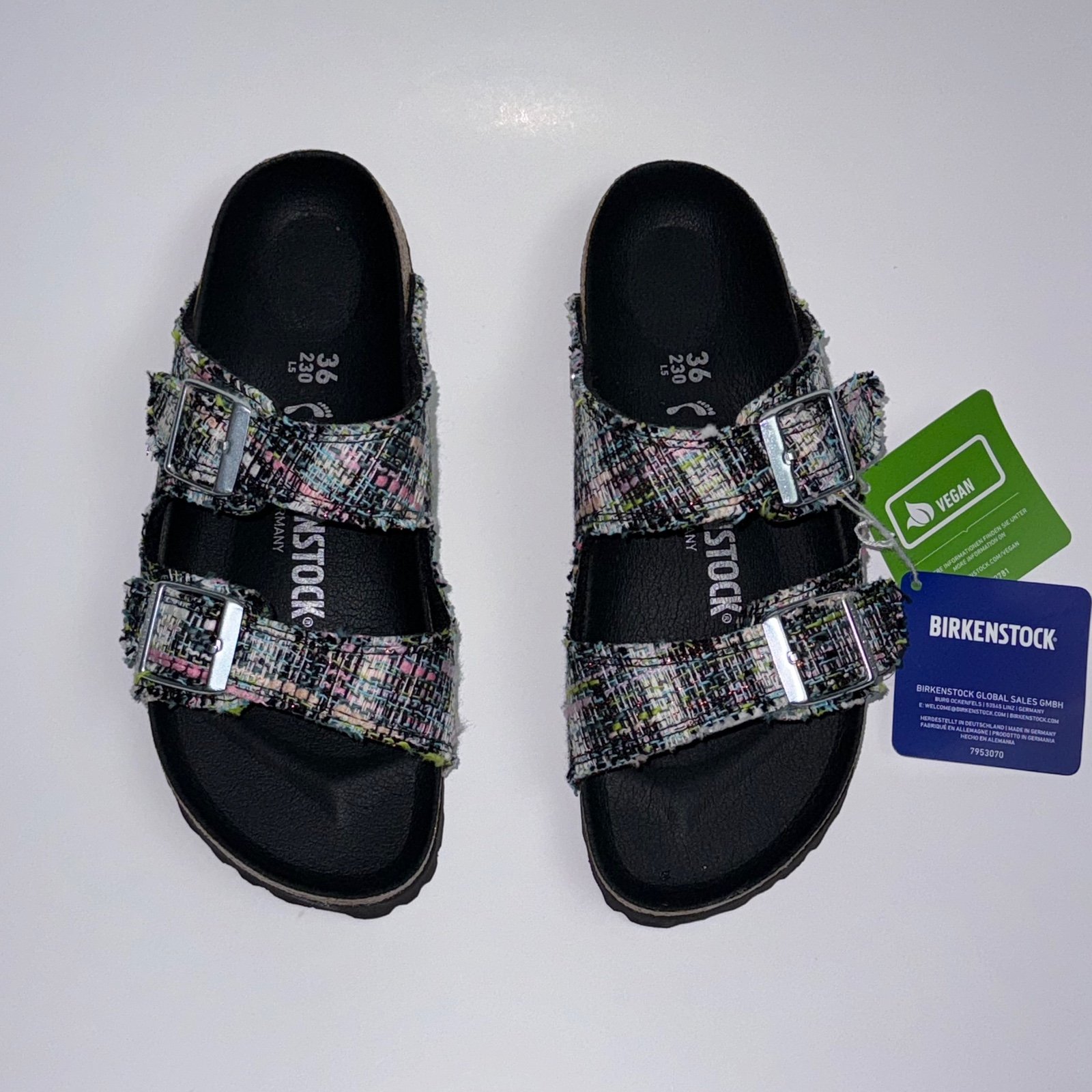 Birkenstock Arizona VEGAN Rivet MULTI COLOR BLACK Sandals Women’s 36 5