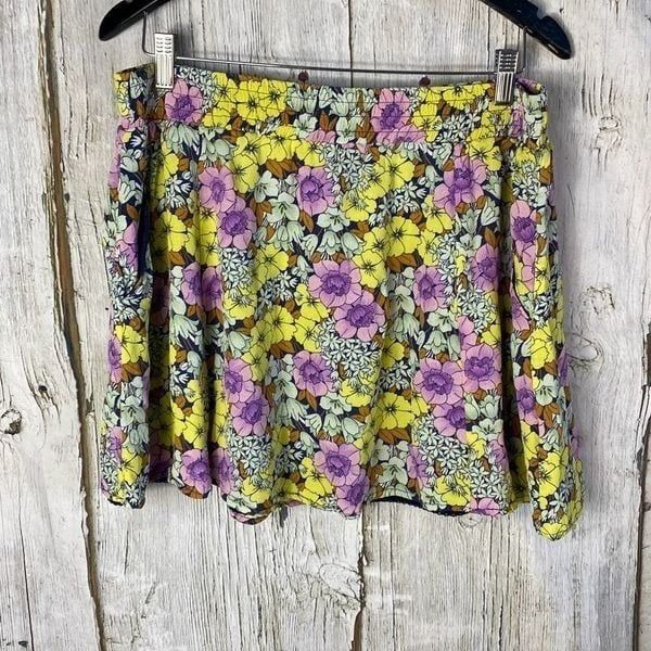Anthropologie Leifnotes Floral Flounced Petunia Pull-On Mini Skirt- Size 12 244