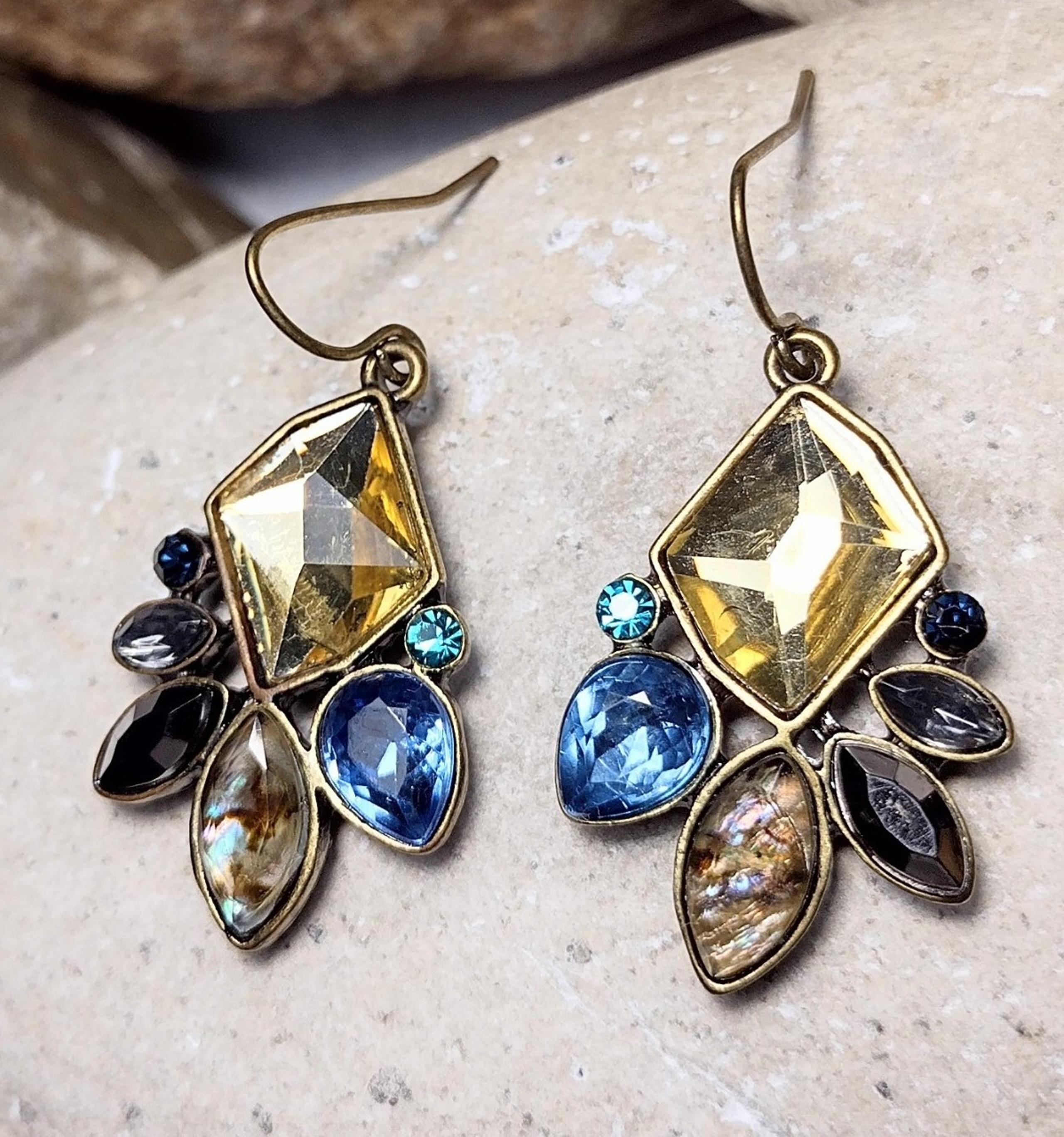 Chloe + Isabel Sunset on the Siene Blue Gold Crystal Earrings