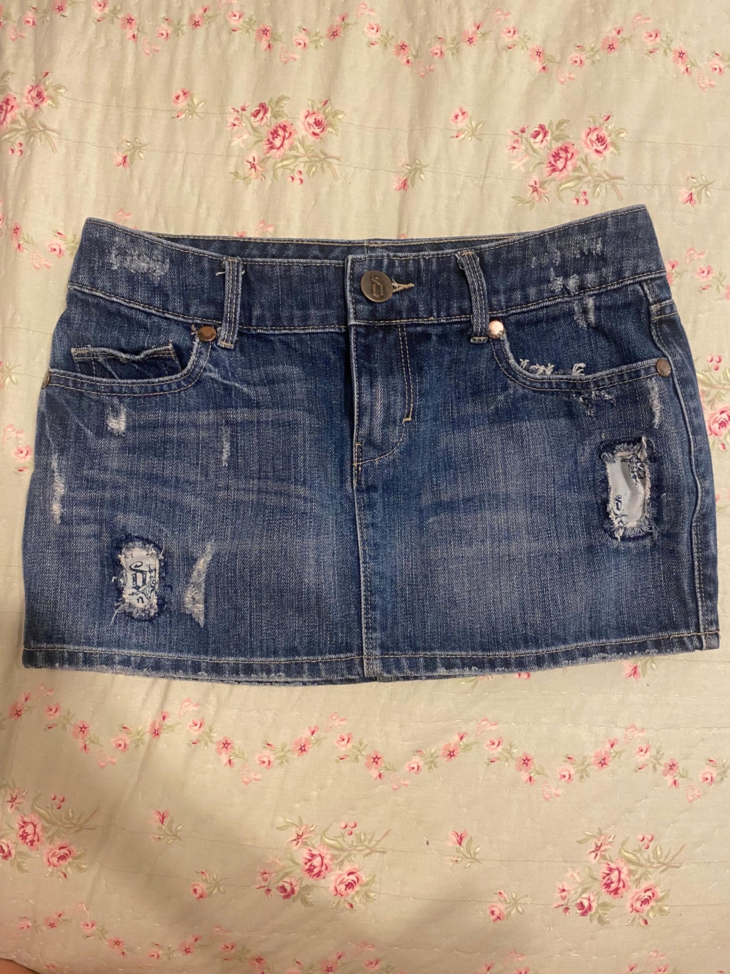 vintage denim mini skirt