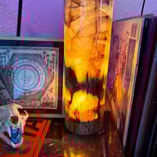 Elegant Handcrafted Onyx Marble Table Lamp, Warm Amber Glow, Relaxing Table Lamp