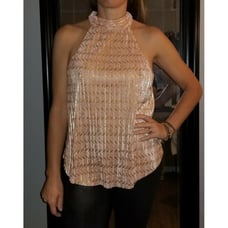 Anthropologie Vickie Halter Top Pink Size Medium shimmering buttoned back