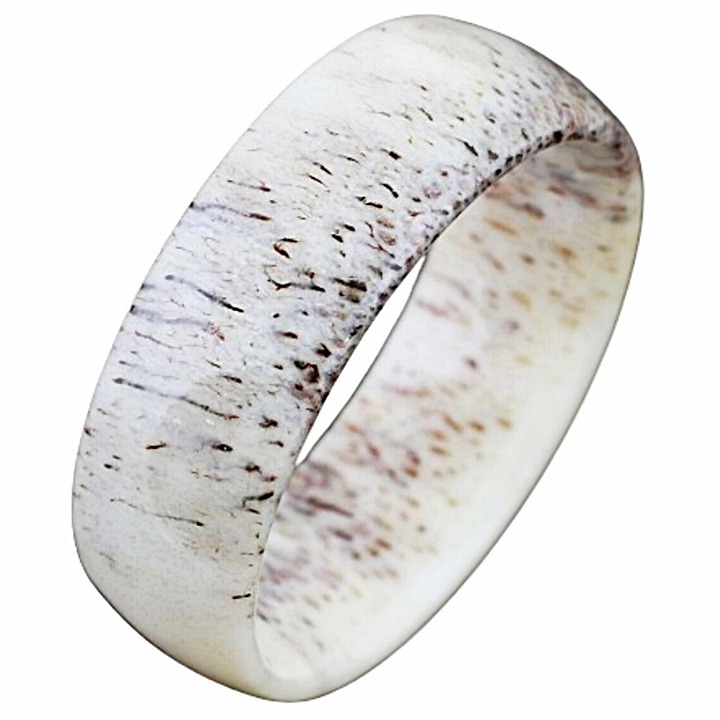 Men's Wedding Band Rings - Unique Genuine Deer Antler Wedding Band for Men and W