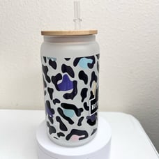 Bitchasaurus Leopard Print Handmade Libbey Glass Cup