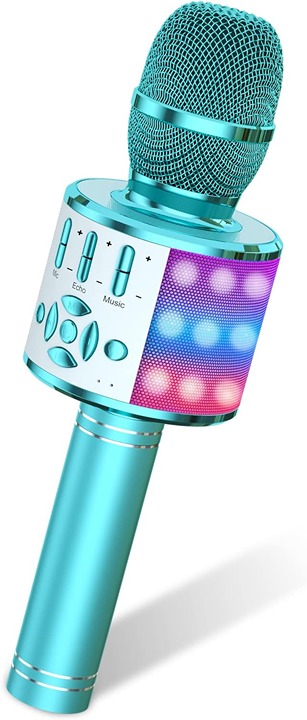 Toy Bluetooth Microphone Portable Wireless Karaoke Machine Handheld with LED Lig