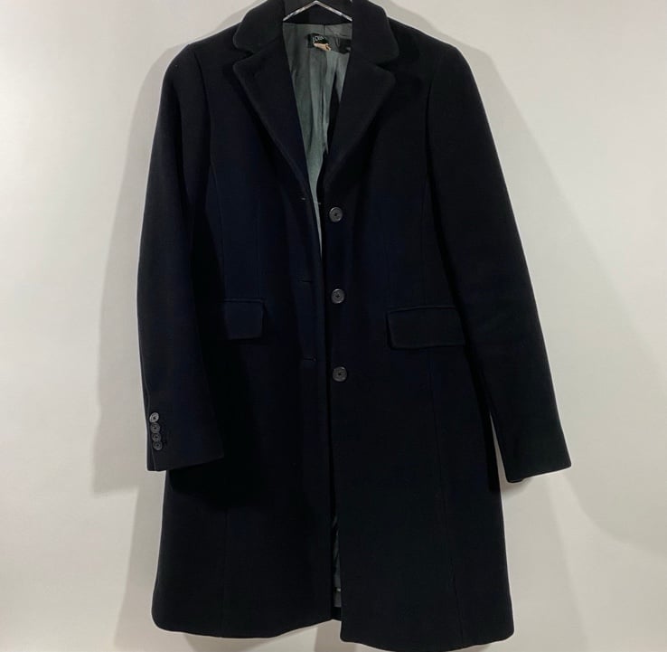 J.Crew Wool Cashmere blend single breasted longline black