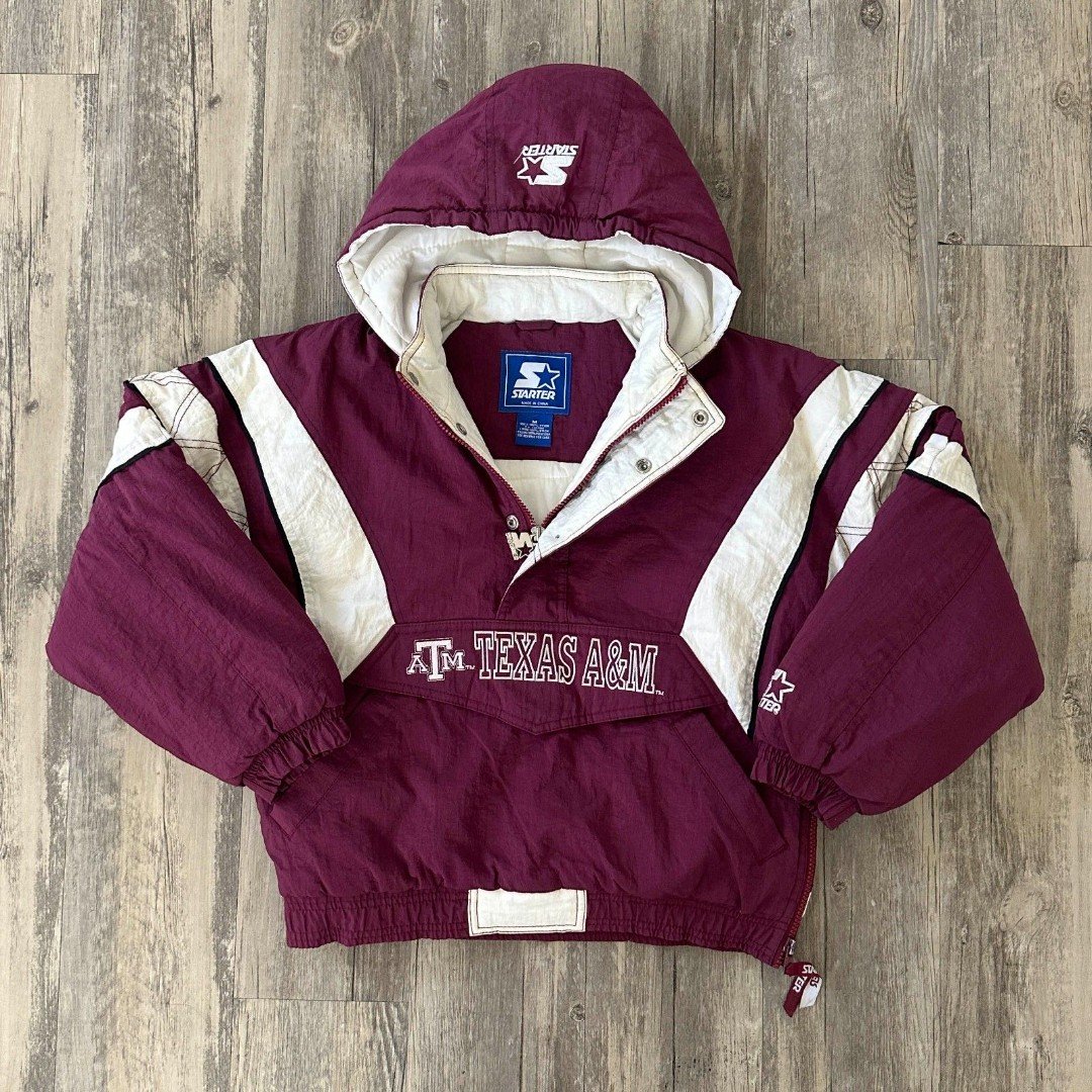 Vintage Starter 1/4 Zip Anorak Jacket Texas AM Size Medium Youth Adult Small