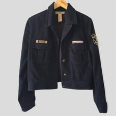 Telluride Cropped Jacket Women's Size 10 Patches Navy