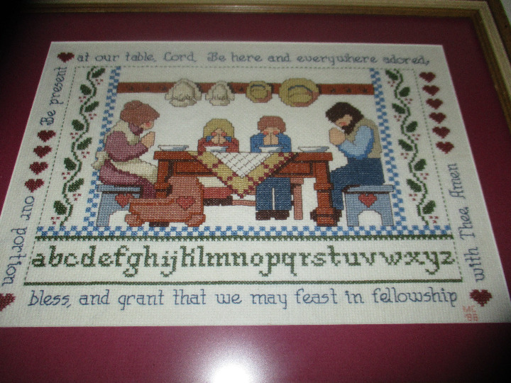 Framed Needlepoint Alphabet Family Pray