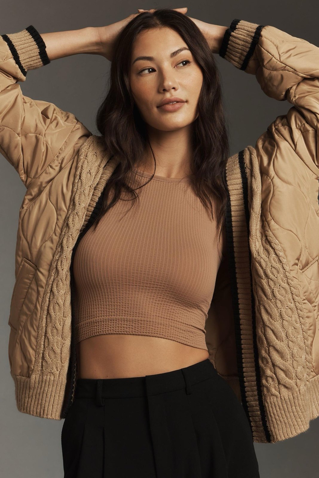 Anthropologie Quilted Cable Knit Varsity Kimono Jacket (One Size) - NWT