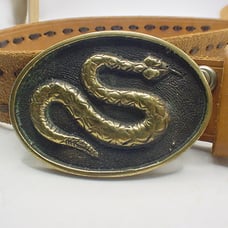 Brass Snake Diamondback Rattler Rattle Rattlesnake 1970s Vintage Belt Buckle