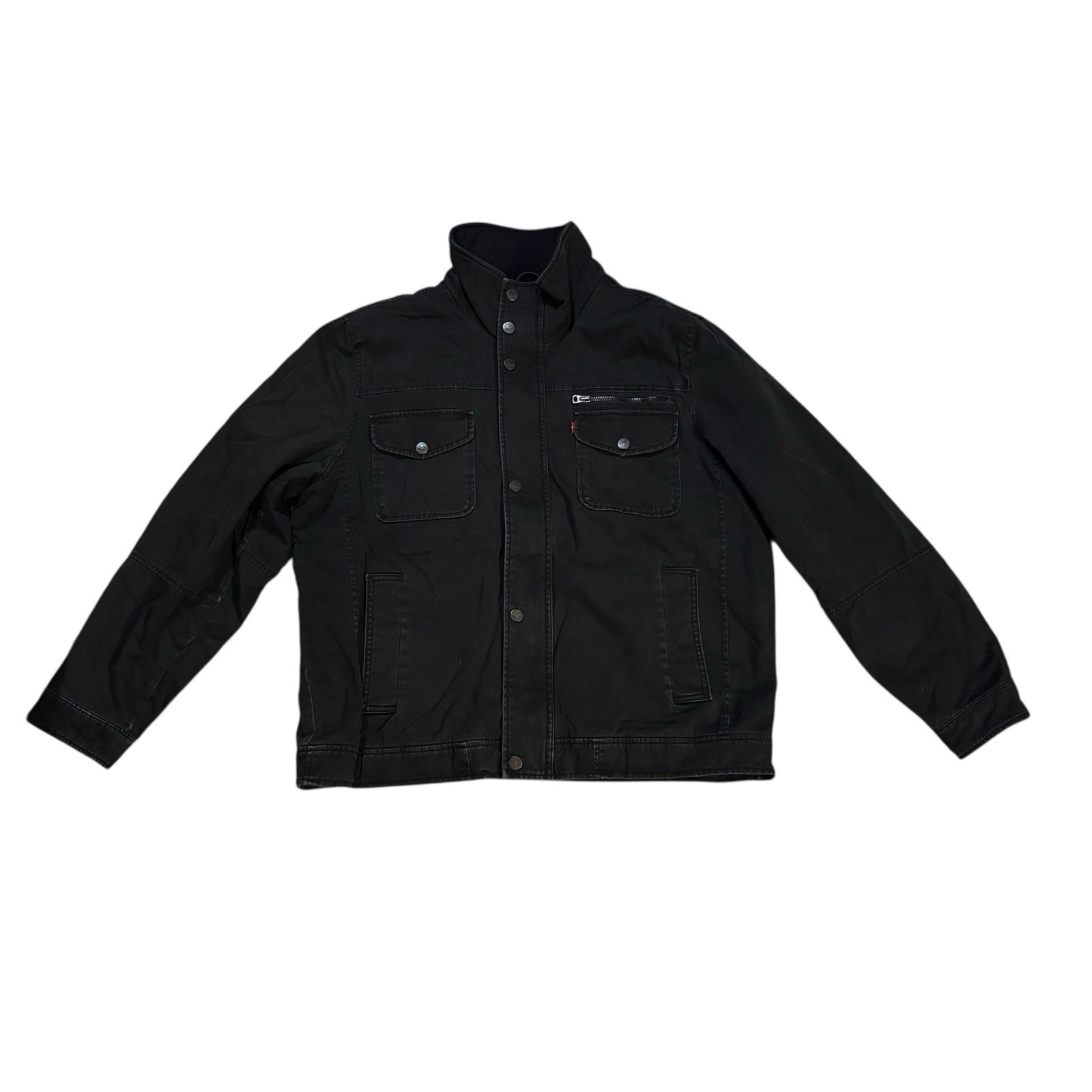 Levi's Sherpa Lined Military Jacket Black Mens XL Cotton Denim