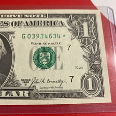 1 Dollar Bill Star Note G03934634