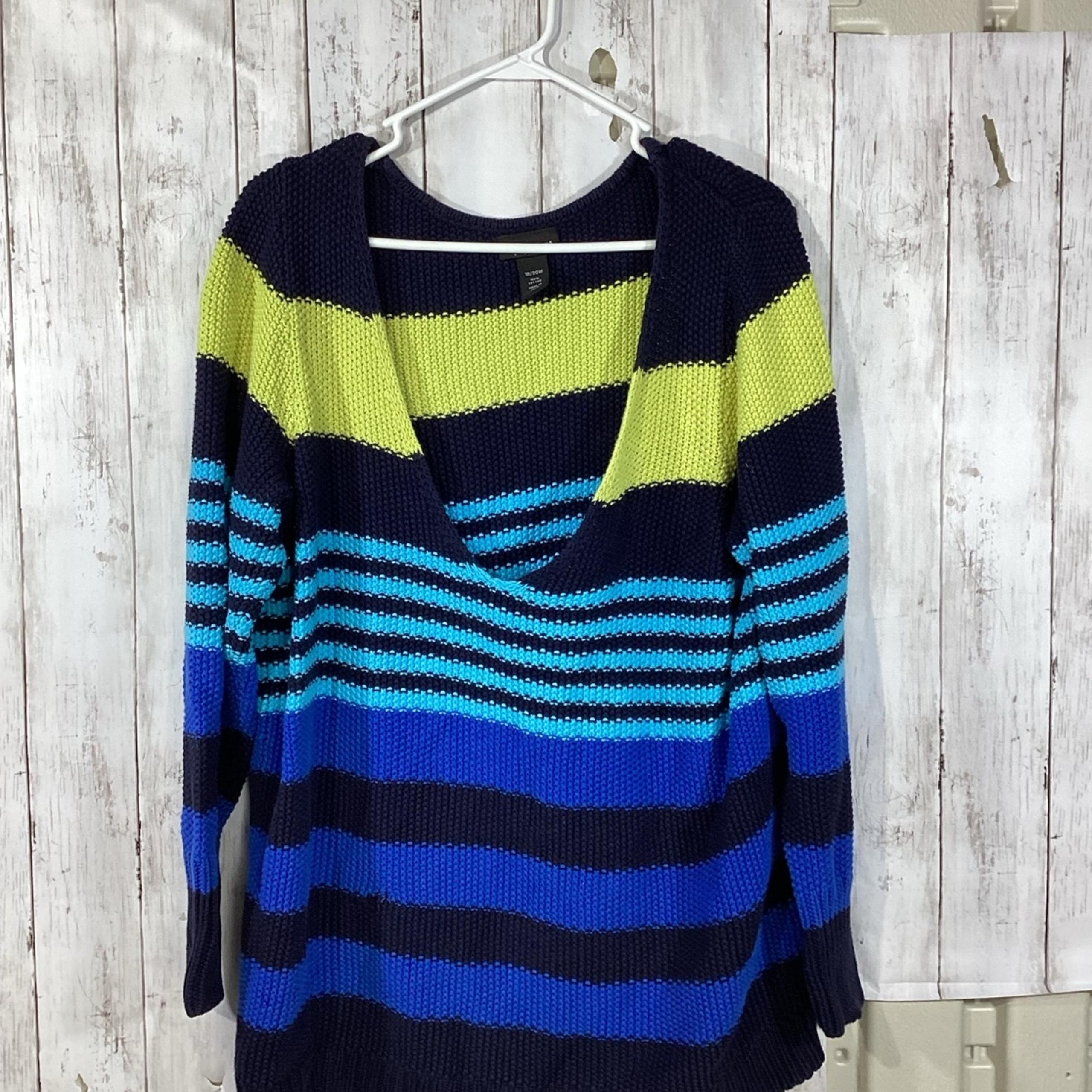Lane Bryant Long Sleeve Tee Tshirt Womens 18w Multicolor Striped Cotton Blend